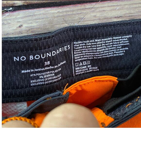 No Boundaries Orange Surf Shorts – Men’s 38– Zip Pocket – Drawstring Waist - Picture 3 of 8